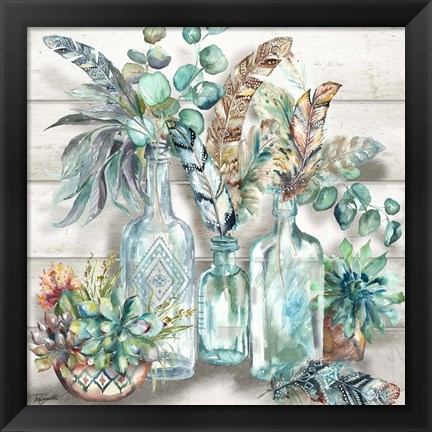 Framed Tribal Feathers Still Life Print