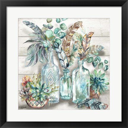 Framed Tribal Feathers Still Life Print