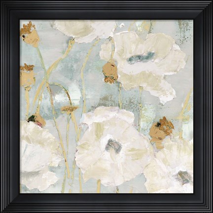 Framed Poppies in the Wind Cream square Print