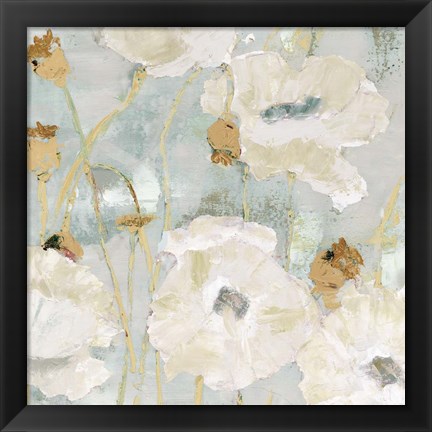 Framed Poppies in the Wind Cream square Print