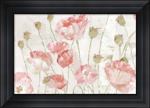 Framed Poppies in the Wind Blush Landscape Print