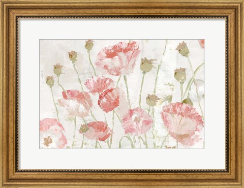 Framed Poppies in the Wind Blush Landscape Print