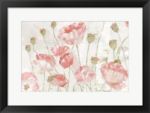 Framed Poppies in the Wind Blush Landscape Print