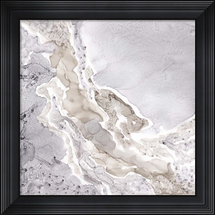 Framed Silver and Grey Mineral Abstract Print