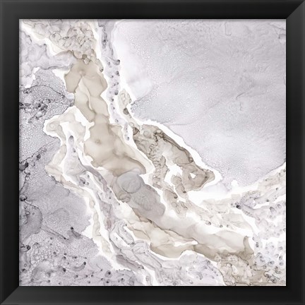 Framed Silver and Grey Mineral Abstract Print