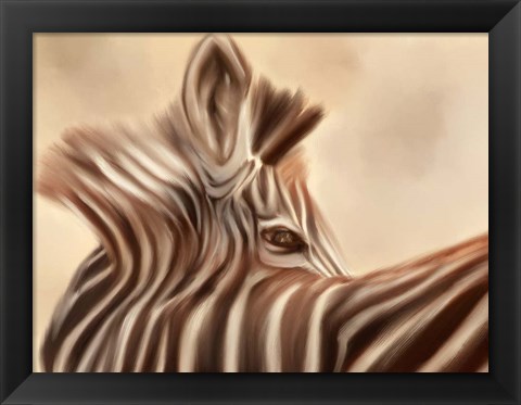 Framed Zebra Looking Over Shoulder Print