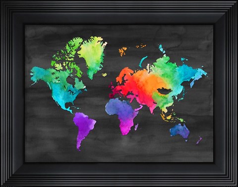 Framed Map of Many Colors Print