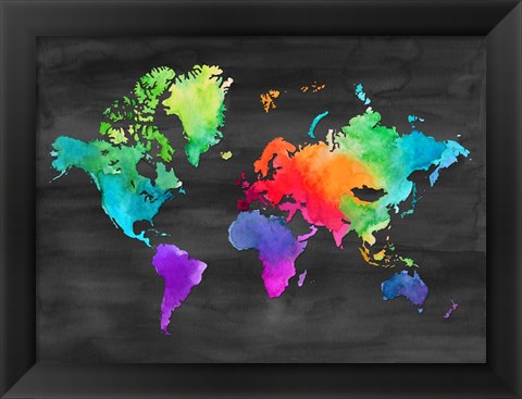 Framed Map of Many Colors Print