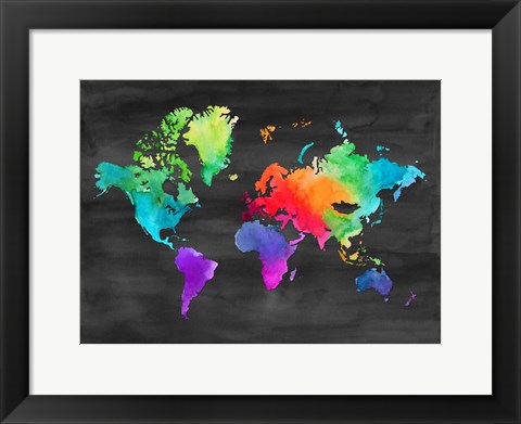 Framed Map of Many Colors Print