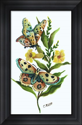 Framed Butterfly on Yellow Floral Print