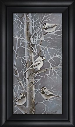 Framed Chickadee Quartet Print