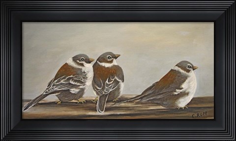 Framed Chickadees on the Deck Print