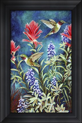 Framed Hummingbirds in Mountain Foliage Print