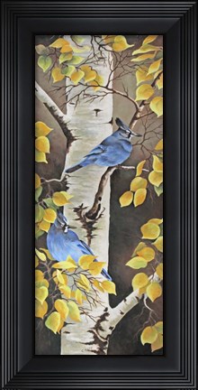 Framed Stellar Jay with Leaves of Gold Print
