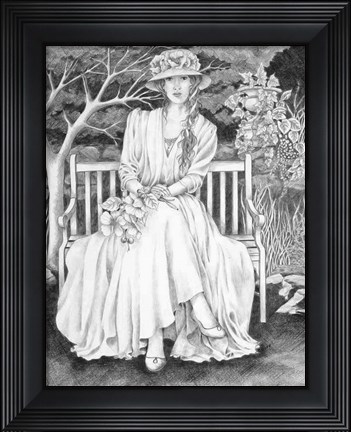 Framed Waiting In The Garden Print