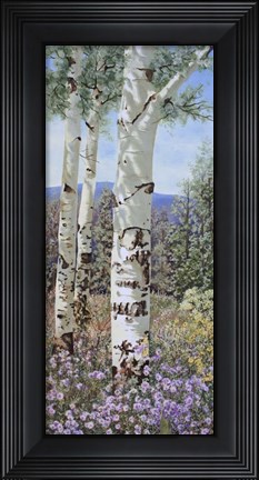 Framed Aspen with Wildflowers Print