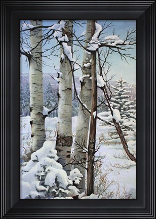 Framed Winter Snow with Aspen Print