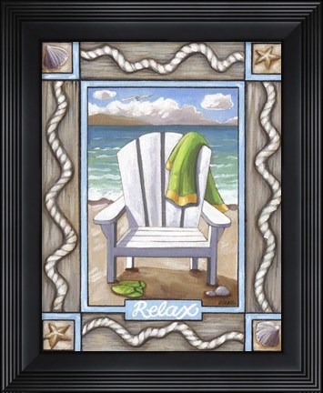 Framed Beach Chair Relax Print