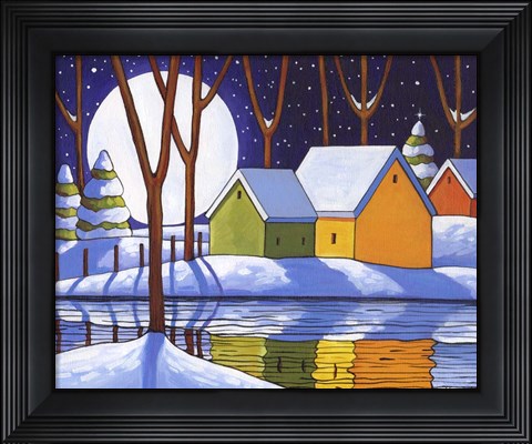 Framed Reflection Winter Night Print