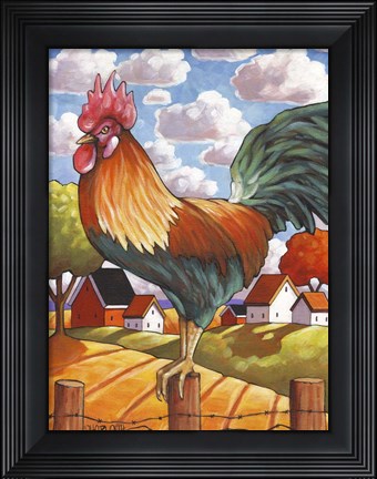 Framed Rooster Country Print