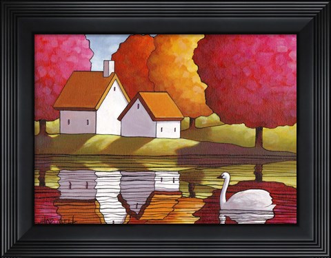 Framed Swan Waters Reflection Print