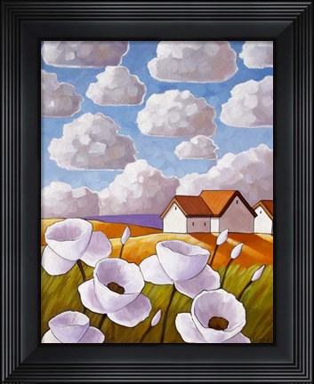 Framed Flowers &amp; Clouds Print