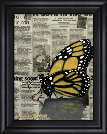 Framed Butterfly On My Newspaper Print