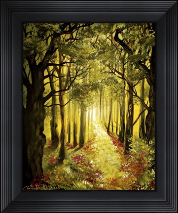Framed Sunlit Forest Path Print
