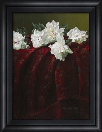 Framed Peonies on Crimson Print