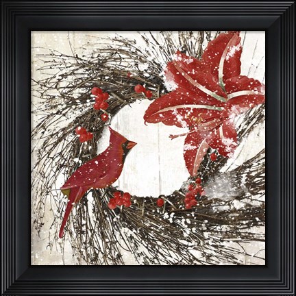 Framed Cardinal Christmas I Print