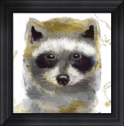 Framed Golden Forest - Raccoon Print