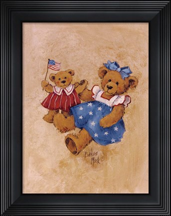 Framed Americana Girl Teddy Print