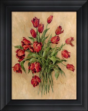 Framed Blossoms in Red Print