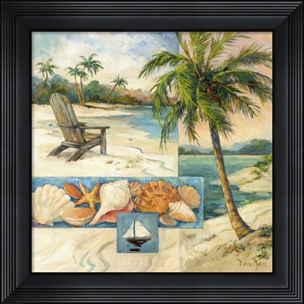 Framed Seaside Collage I Print