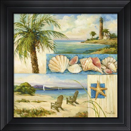 Framed Seaside Collage II Print