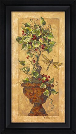 Framed Topiary with Dragonfly Print