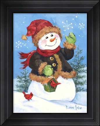 Framed Fur Coat Snowman Print