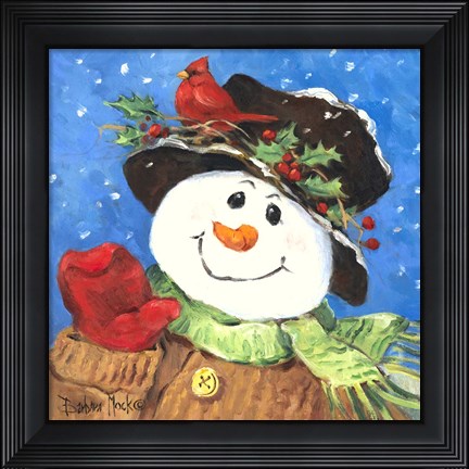 Framed Holly Snowman Print