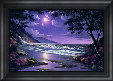 Framed Beach at Night Print