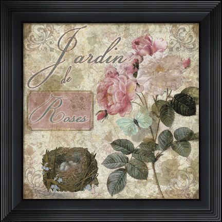 Framed Jardin de Fleurs I Print