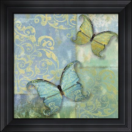 Framed Damask &amp; Butterflies I Print