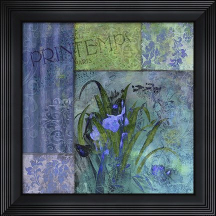 Framed Fleurs Bleues II Print