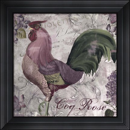 Framed Coqs Colores II Print