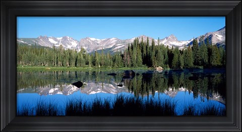 Framed Indian Peaks reflected in Red Rock Lake Boulder Colorado Print