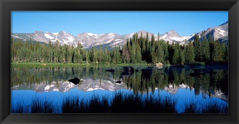 Framed Indian Peaks reflected in Red Rock Lake Boulder Colorado Print