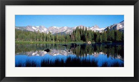 Framed Indian Peaks reflected in Red Rock Lake Boulder Colorado Print