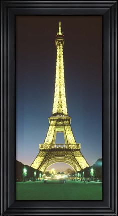 Framed Eiffel Tower illuminated at Night, Paris Print