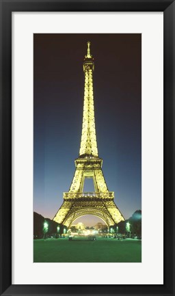 Framed Eiffel Tower illuminated at Night, Paris Print