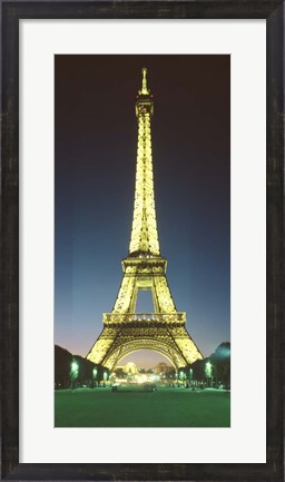 Framed Eiffel Tower illuminated at Night, Paris Print