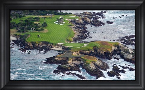 Framed Golf Course on an Island, Pebble Beach Golf Links, California Print